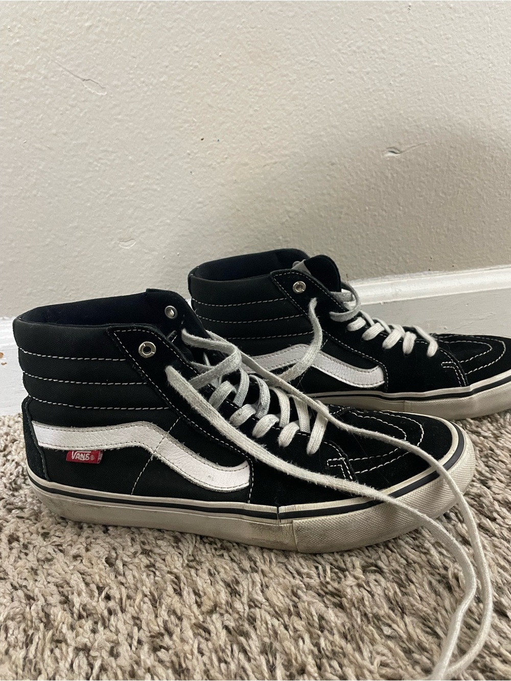Vans Black and White Sk8-Hi Classic Canvas Sneakers